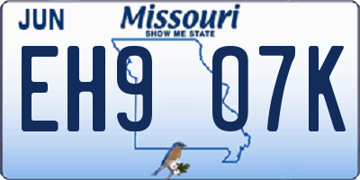 MO license plate EH9O7K