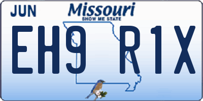 MO license plate EH9R1X