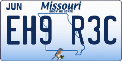 MO license plate EH9R3C