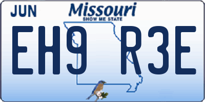 MO license plate EH9R3E