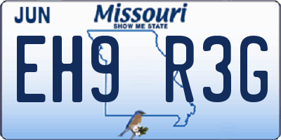 MO license plate EH9R3G