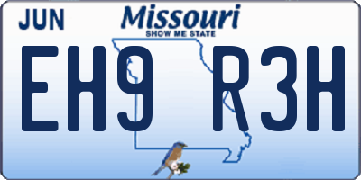 MO license plate EH9R3H