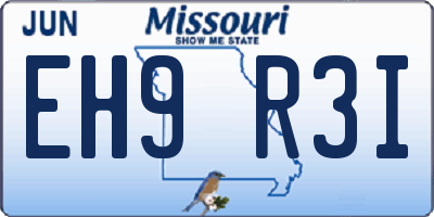 MO license plate EH9R3I