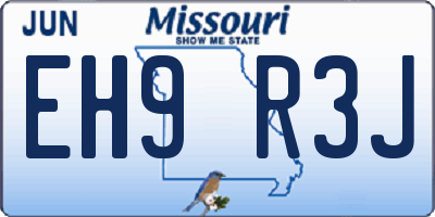 MO license plate EH9R3J