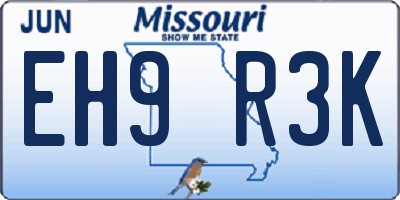 MO license plate EH9R3K