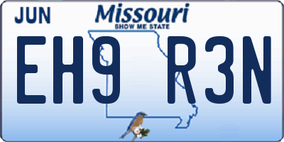 MO license plate EH9R3N