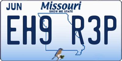 MO license plate EH9R3P