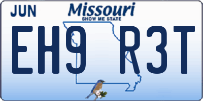 MO license plate EH9R3T