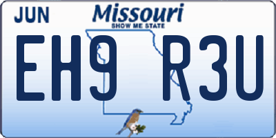 MO license plate EH9R3U
