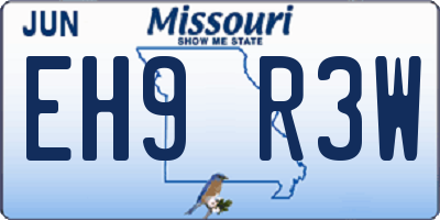 MO license plate EH9R3W