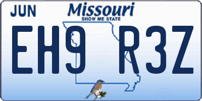 MO license plate EH9R3Z