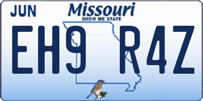 MO license plate EH9R4Z
