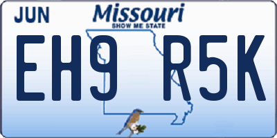 MO license plate EH9R5K