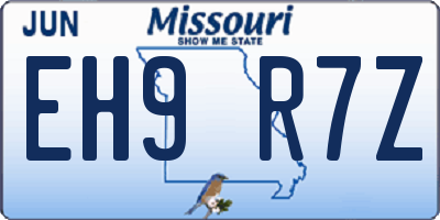 MO license plate EH9R7Z