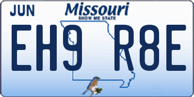 MO license plate EH9R8E