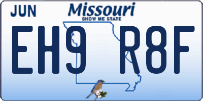 MO license plate EH9R8F