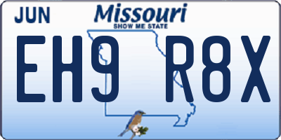 MO license plate EH9R8X