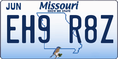 MO license plate EH9R8Z