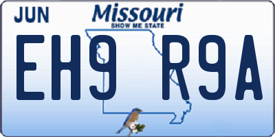 MO license plate EH9R9A