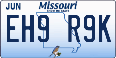 MO license plate EH9R9K