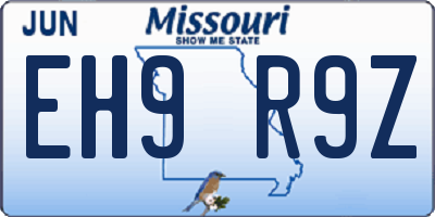 MO license plate EH9R9Z