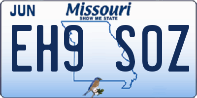 MO license plate EH9S0Z