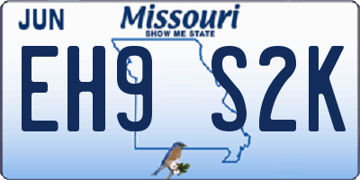 MO license plate EH9S2K