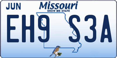 MO license plate EH9S3A