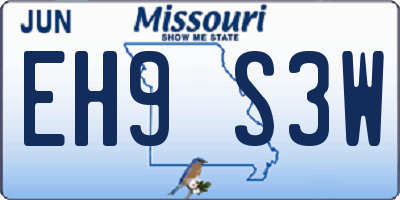 MO license plate EH9S3W