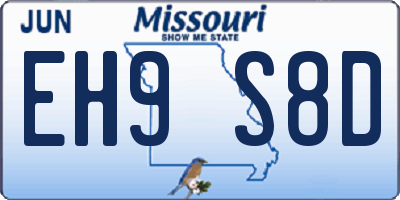 MO license plate EH9S8D