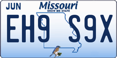 MO license plate EH9S9X
