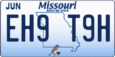 MO license plate EH9T9H