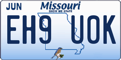 MO license plate EH9U0K