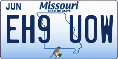 MO license plate EH9U0W