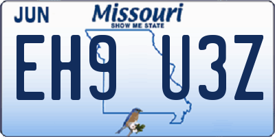 MO license plate EH9U3Z