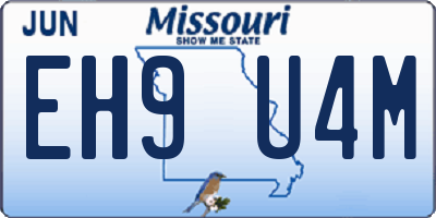 MO license plate EH9U4M