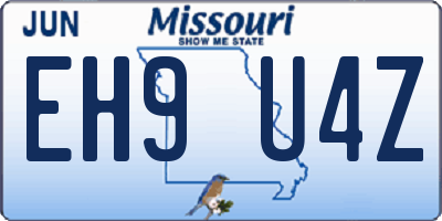 MO license plate EH9U4Z