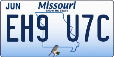 MO license plate EH9U7C