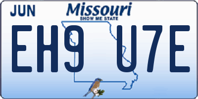 MO license plate EH9U7E