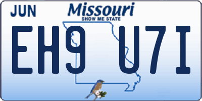 MO license plate EH9U7I