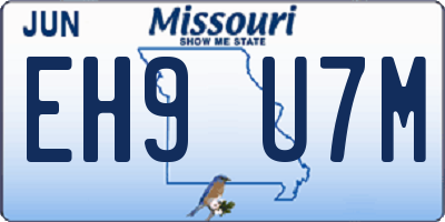 MO license plate EH9U7M