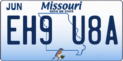 MO license plate EH9U8A