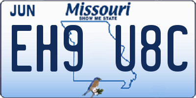 MO license plate EH9U8C