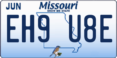 MO license plate EH9U8E