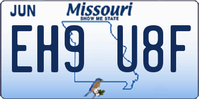 MO license plate EH9U8F