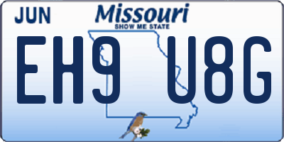 MO license plate EH9U8G