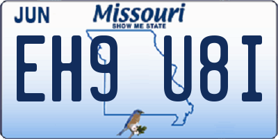 MO license plate EH9U8I