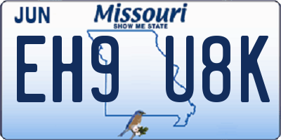 MO license plate EH9U8K