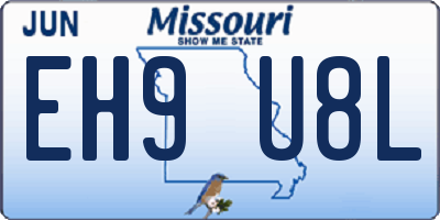 MO license plate EH9U8L