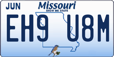 MO license plate EH9U8M